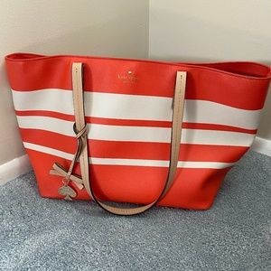 Kate Spade Orange and White Striped Tote bag